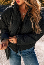 Load image into Gallery viewer, Checkered Turtleneck Zip Up Long Sleeve Winter Coat