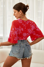 Load image into Gallery viewer, Printed Plunge Half Sleeve Blouse