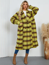 Load image into Gallery viewer, Contrast Double-Breasted Long Sleeve Longline Coat