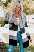 Load image into Gallery viewer, Color Block Open Front Ribbed Cuff Cardigan with Pockets