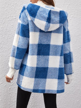 Load image into Gallery viewer, Plaid Long Sleeve Hooded Coat