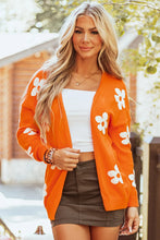 Load image into Gallery viewer, Flower Open Front Long Sleeve Cardigan