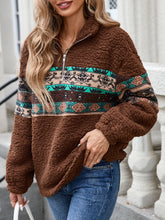 Load image into Gallery viewer, Half Zip Long Sleeve Fuzzy Top