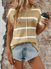 Load image into Gallery viewer, Striped Round Neck Short Sleeve Knit Top