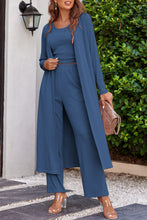 Load image into Gallery viewer, Drawstring Tank, Long Sleeve Cover Up and Pants Set