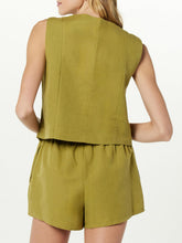 Load image into Gallery viewer, Button Up V-Neck Top and Pocketed Shorts Set