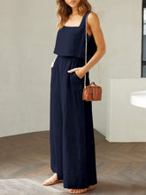 Load image into Gallery viewer, Square Neck Top and Wide Leg Pants Set