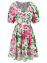 Load image into Gallery viewer, Printed Surplice Short Sleeve Dress