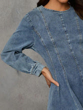 Load image into Gallery viewer, Back Zip Round Neck Long Sleeve Dress