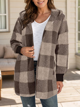 Load image into Gallery viewer, Plaid Long Sleeve Hooded Coat