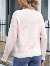 Load image into Gallery viewer, Angel Wings Flower Round Neck Dropped Shoulder Sweater