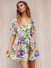 Load image into Gallery viewer, Printed Surplice Short Sleeve Dress