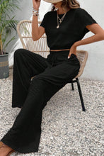 Load image into Gallery viewer, Round Neck Short Sleeve Top and Pants Set