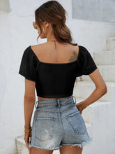 Load image into Gallery viewer, Drawstring Short Sleeve Crop Top