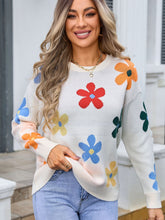 Load image into Gallery viewer, Angel Wings Flower Round Neck Long Sleeve Sweater