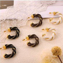 Load image into Gallery viewer, Twisted Leather Rope C-Hoop Earrings