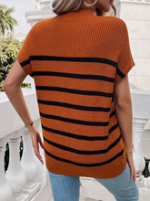 Load image into Gallery viewer, Striped Mock Neck Short Sleeve Sweater
