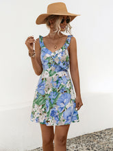 Load image into Gallery viewer, Printed Ruffled Surplice Wide Strap Mini Dress