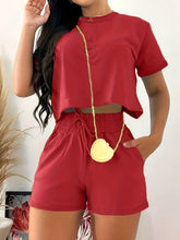 Load image into Gallery viewer, Full Size Round Neck Short Sleeve Top and Shorts Set