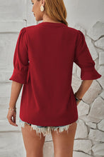 Load image into Gallery viewer, Notched Half Sleeve Blouse