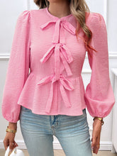 Load image into Gallery viewer, Devine Tied Round Neck Long Sleeve Blouse