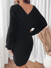 Load image into Gallery viewer, Perfee Surplice Long Sleeve Sweater Dress