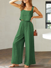 Load image into Gallery viewer, Square Neck Top and Wide Leg Pants Set