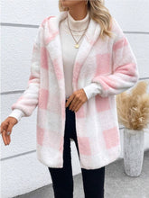 Load image into Gallery viewer, Plaid Long Sleeve Hooded Coat