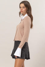 Load image into Gallery viewer, HYFVE Collared Contrast Button Down Crop Knit Cardigan