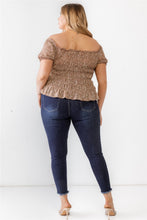 Load image into Gallery viewer, Zenobia Plus Size Frill Ruched Off-Shoulder Short Sleeve Blouse