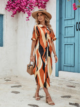 Load image into Gallery viewer, Slit Printed Short Sleeve Shirt Dress