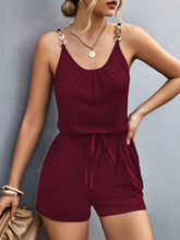 Load image into Gallery viewer, Pocketed Buckle Trim Scoop Neck Romper