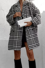 Load image into Gallery viewer, Houndstooth Collared Neck Long Sleeve Coat with Pockets