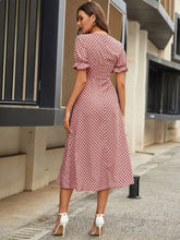 Load image into Gallery viewer, Printed V-Neck Flounce Sleeve Midi Dress