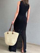 Load image into Gallery viewer, Openwork Slit Round Neck Cover-Up