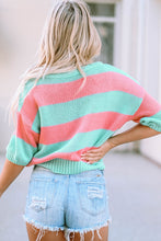 Load image into Gallery viewer, Color Block Round Neck Half Sleeve Sweater