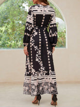Load image into Gallery viewer, Printed Round Neck Long Sleeve Maxi Dress with Pockets