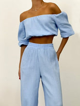 Load image into Gallery viewer, Off Shoulder Long Sleeve Top and Pants Set