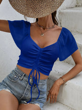 Load image into Gallery viewer, Drawstring Short Sleeve Crop Top