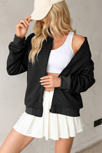 Load image into Gallery viewer, Texture Zip Up Baseball Collar Long Sleeve Jacket