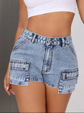 Load image into Gallery viewer, Mid-Rise Waist Denim Shorts with Pockets