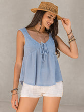 Load image into Gallery viewer, Textured Tied V-Neck Tank