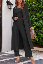 Load image into Gallery viewer, Drawstring Tank, Long Sleeve Cover Up and Pants Set