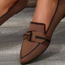 Load image into Gallery viewer, Bow Contrast Trim Point Toe Loafers