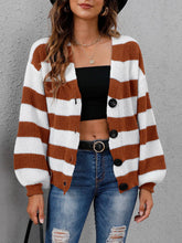 Load image into Gallery viewer, Striped Button Up Long Sleeve Sweater