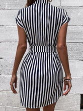 Load image into Gallery viewer, Tied Striped Cap Sleeve Mini Dress