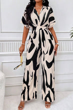 Load image into Gallery viewer, Printed V-Neck Short Sleeve Wide Leg Jumpsuit