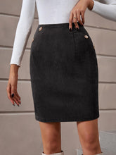 Load image into Gallery viewer, Decorative Button Slit Mini Skirt
