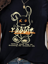 Load image into Gallery viewer, Rabbit Graphic Round Neck Short Sleeve T-Shirt