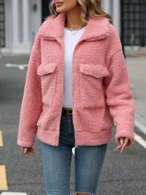 Load image into Gallery viewer, Zip Up Long Sleeve Plush Jacket